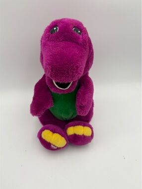 Vintage 1992 Barney Plush Toy with Green Belly and Yellow Feet Purple Y2K Stuffy